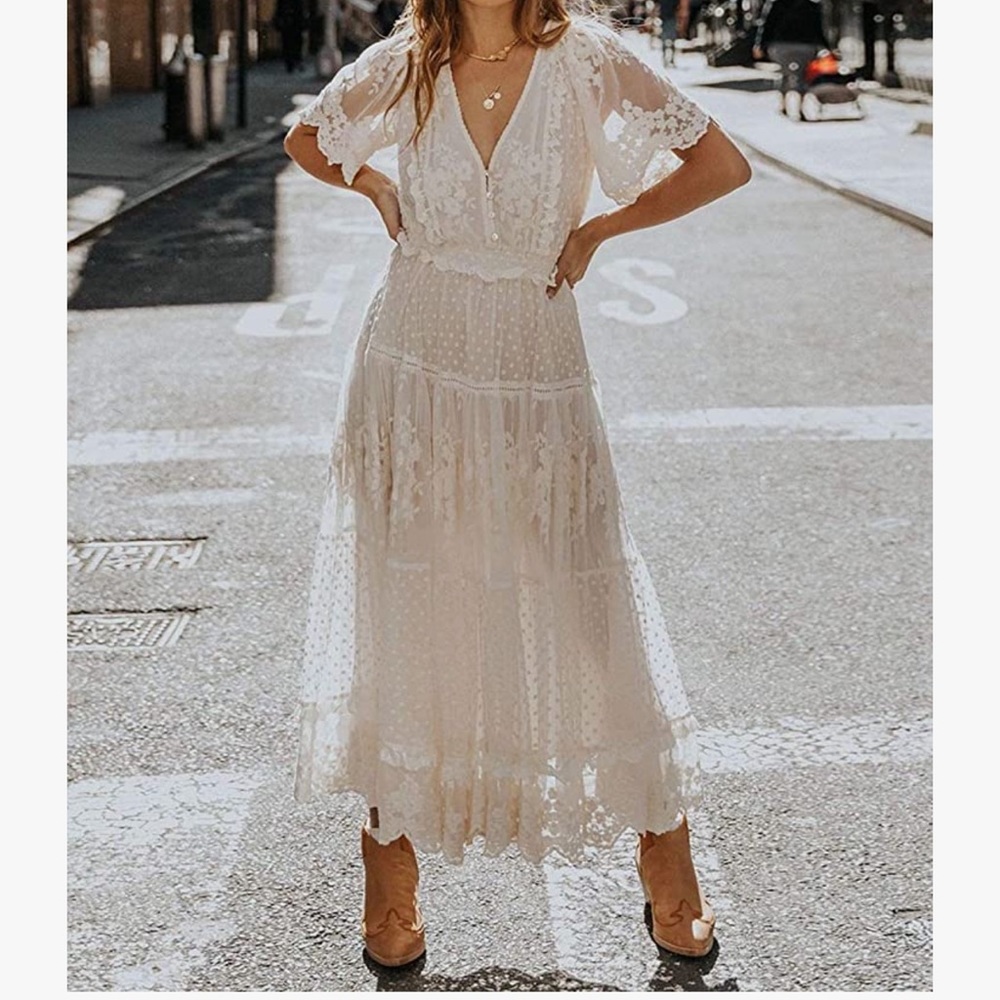 Lace boho maxi dress